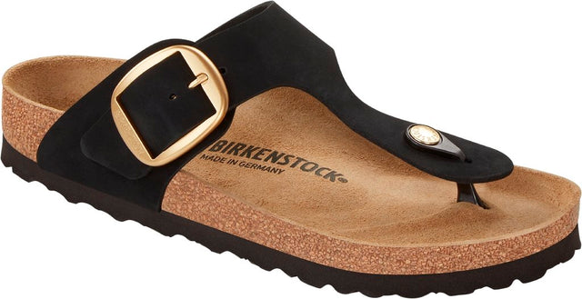 Gizeh Big Buckle black, Nubuck Leather