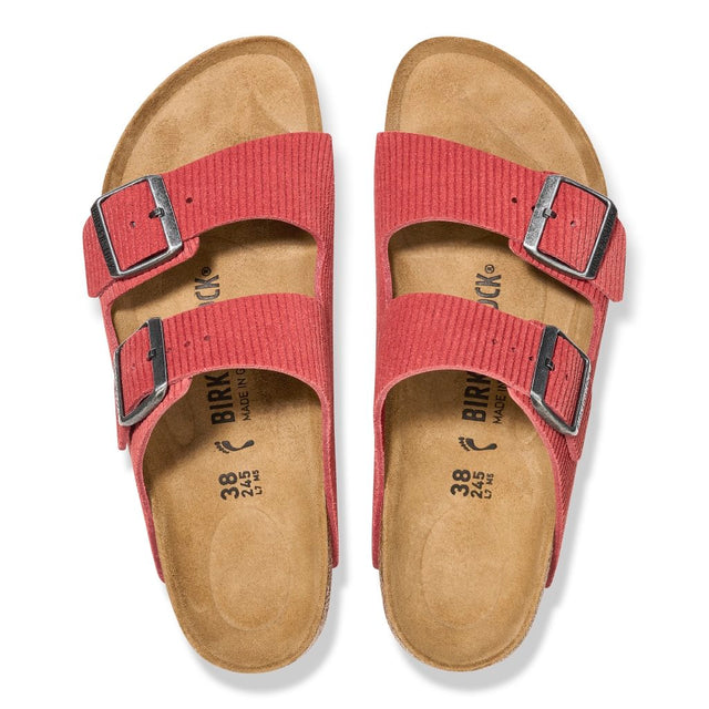 Arizona corduroy sienna red, Suede Leather