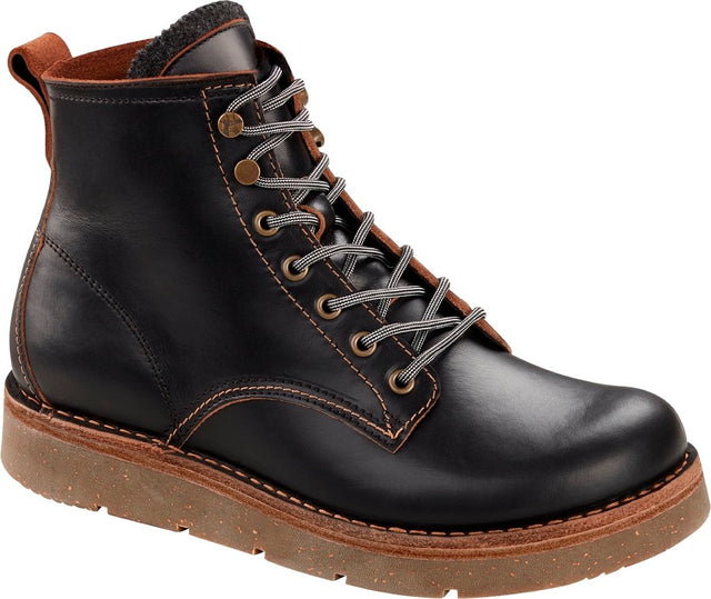 Birmingham Lace Mid Men black, Oiled Leather