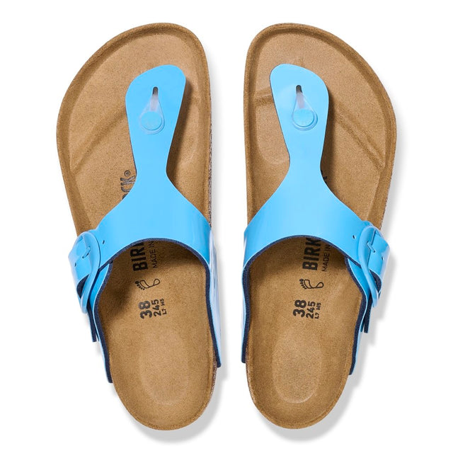 Gizeh Big Buckle patent sky blue, Birko Flor