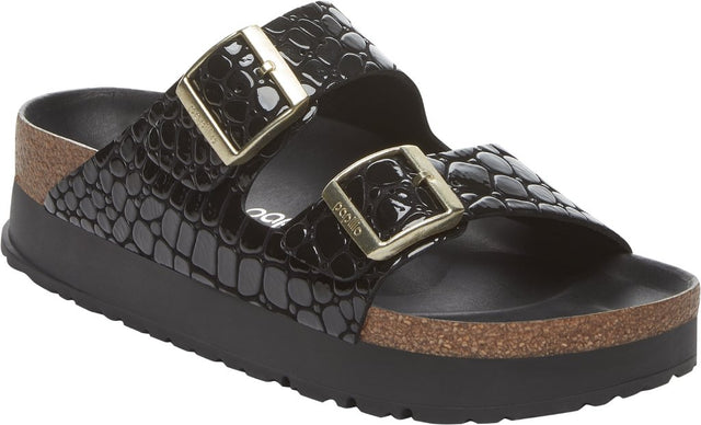 Arizona Platf black, Natural Leather Croc