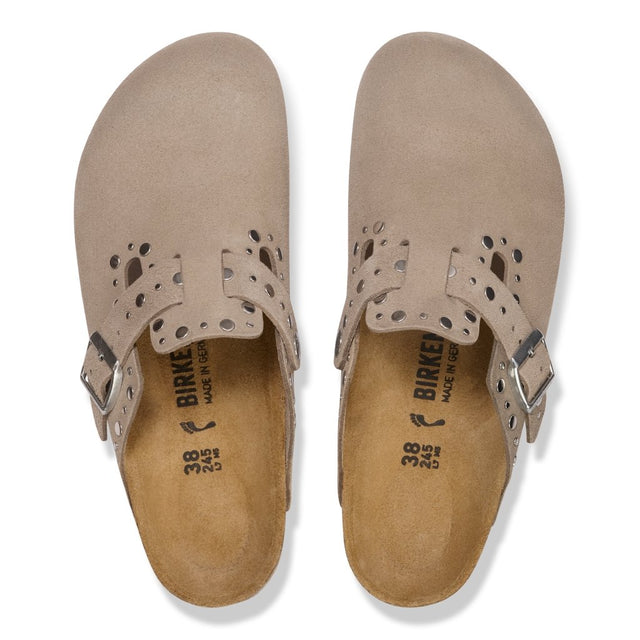 Boston Rivet taupe, Suede Leather