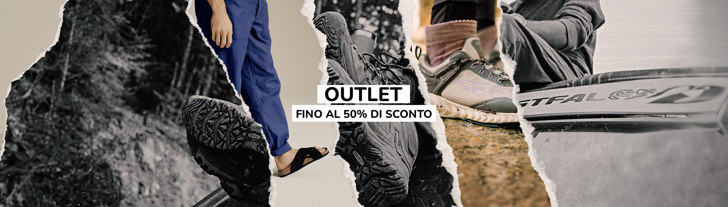 collage con persone che indossano ciabatte birkenstock e scarpe keen