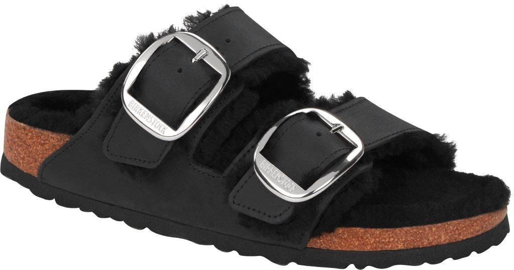Arizona Big Buckle Shearling black, Oiled Leather