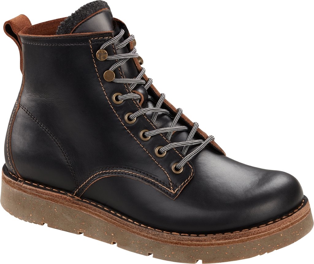 Birmingham Lace Mid Women black, Oiled Leather