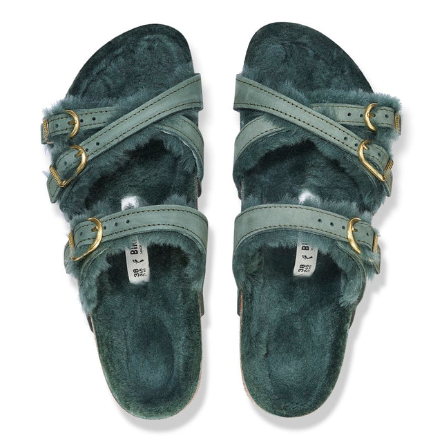 Franca D Buckle Shearling thyme, Nubuck Leather