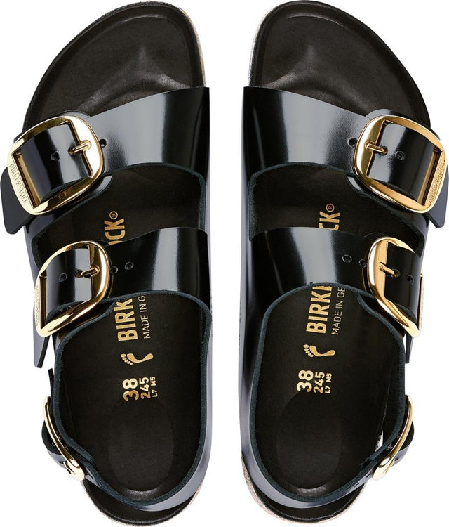 Milano Big Buckle shine black, Natural Leather