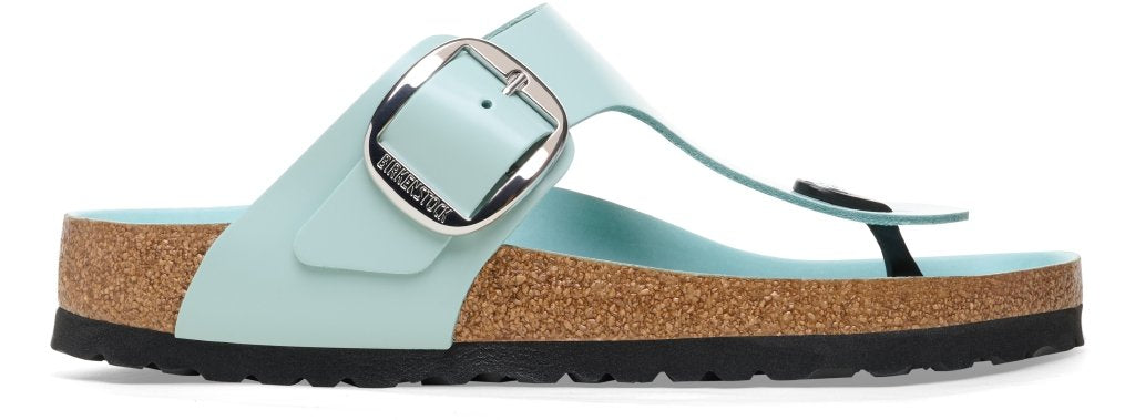 Gizeh Big Buckle shine surf green, Natural Leather