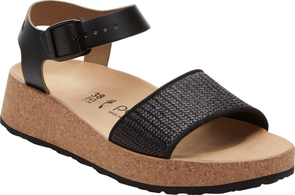 Glenda black, Natural Leather/Raffia