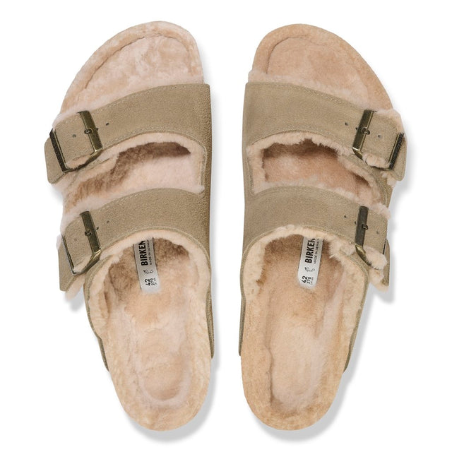 Arizona Shearling taupe, Suede Leather