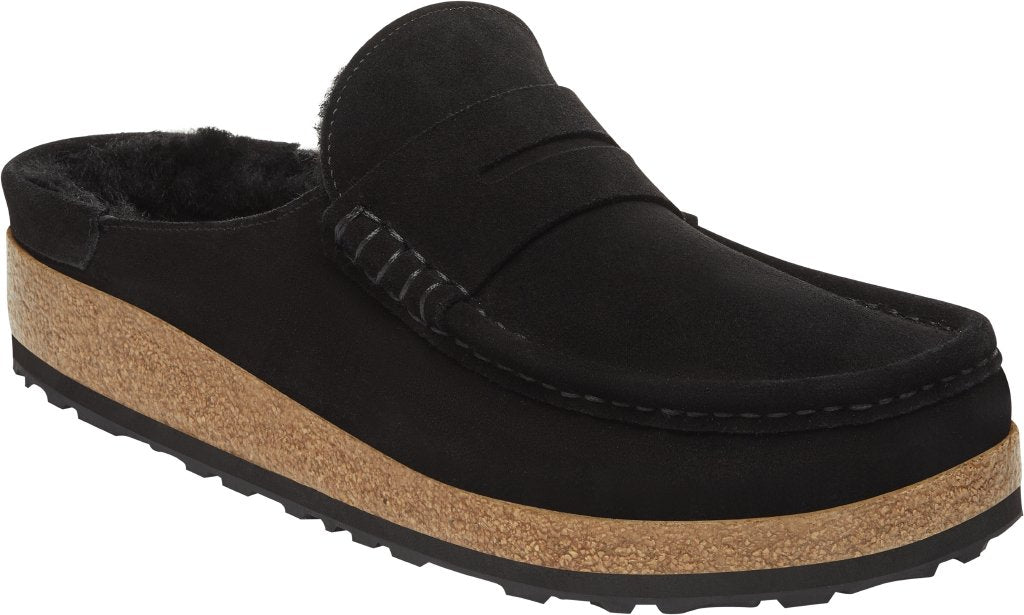 Naples Shearling black, Suede Leather