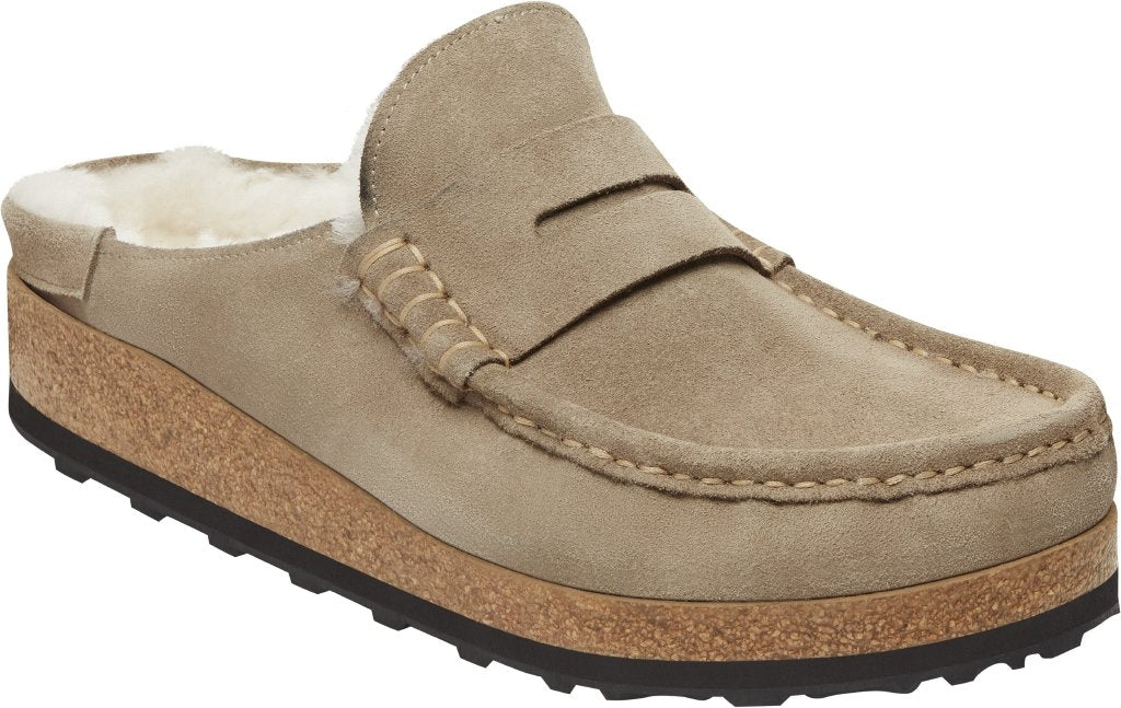 Naples Shearling taupe, Suede Leather