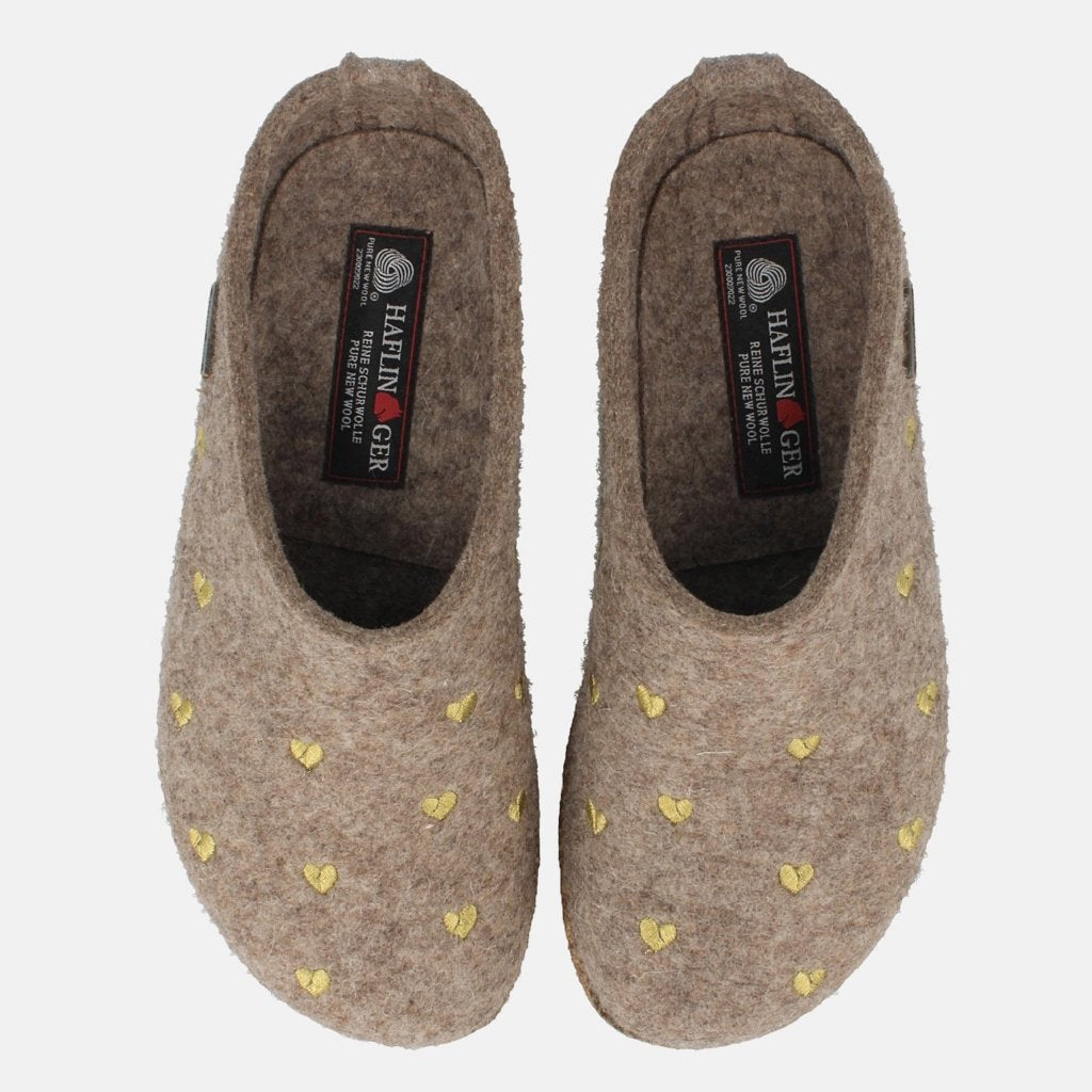 Cuoricini beigemeliert gold, Wollfilz