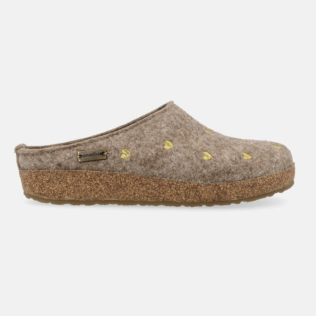 Cuoricini beigemeliert gold, Wollfilz