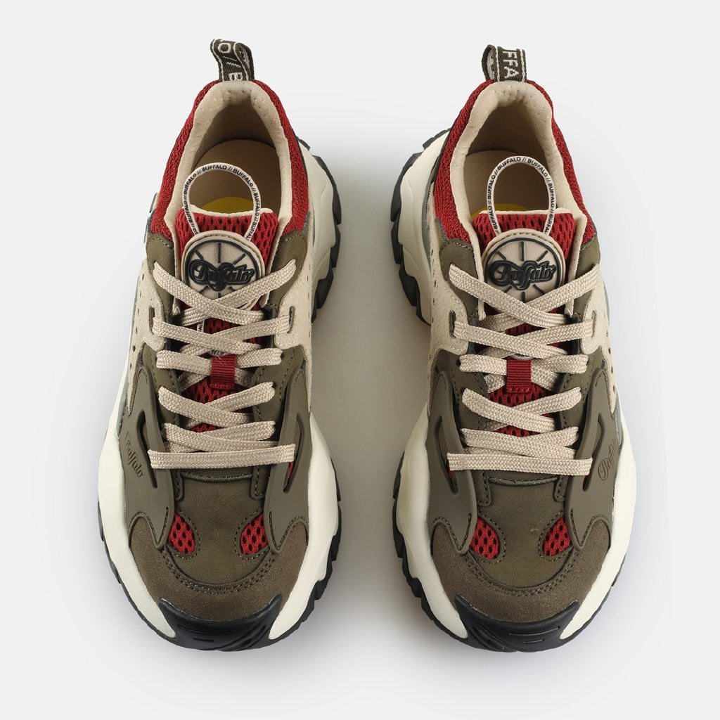 Trail One-vegan nubuck/mesh-khaki/red/cream