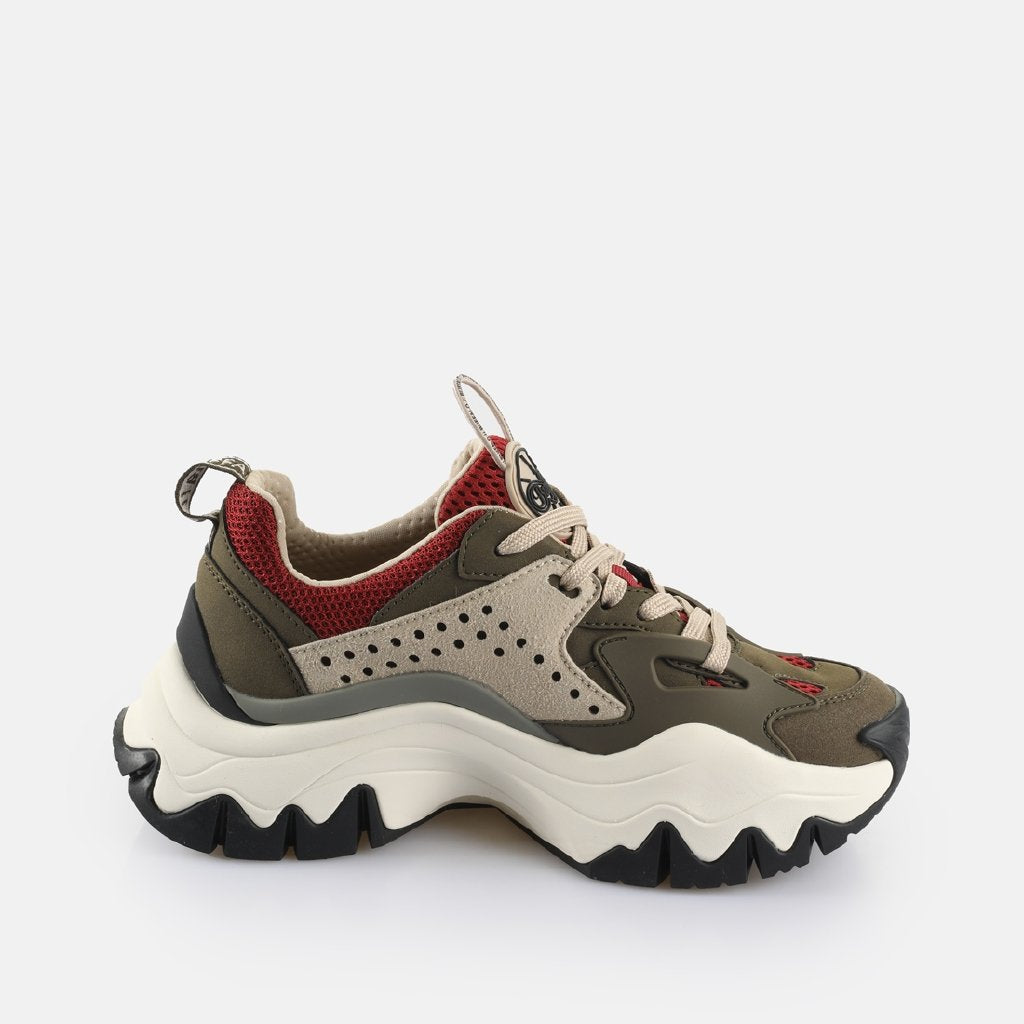 Trail One-vegan nubuck/mesh-khaki/red/cream
