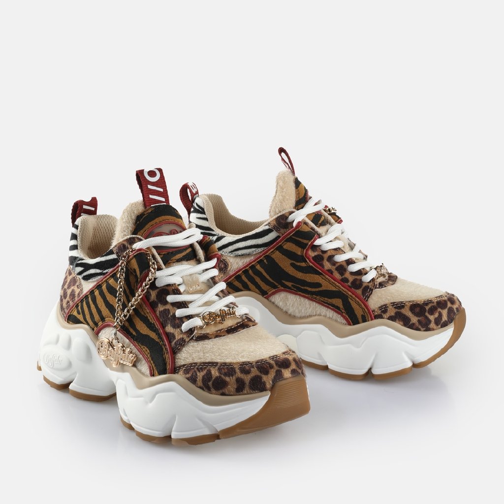 Binary Glam-vegan nappa/fur-black/brown/red animal