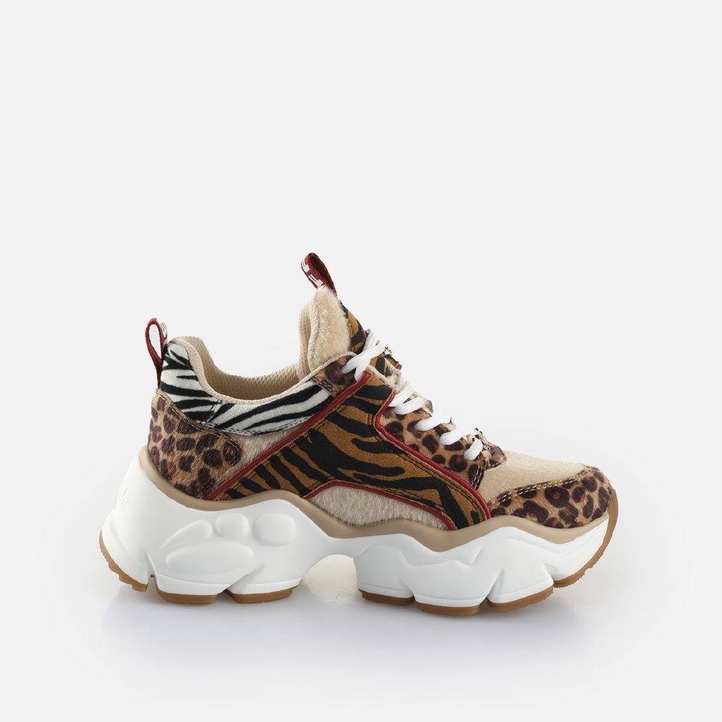 Binary Glam-vegan nappa/fur-black/brown/red animal