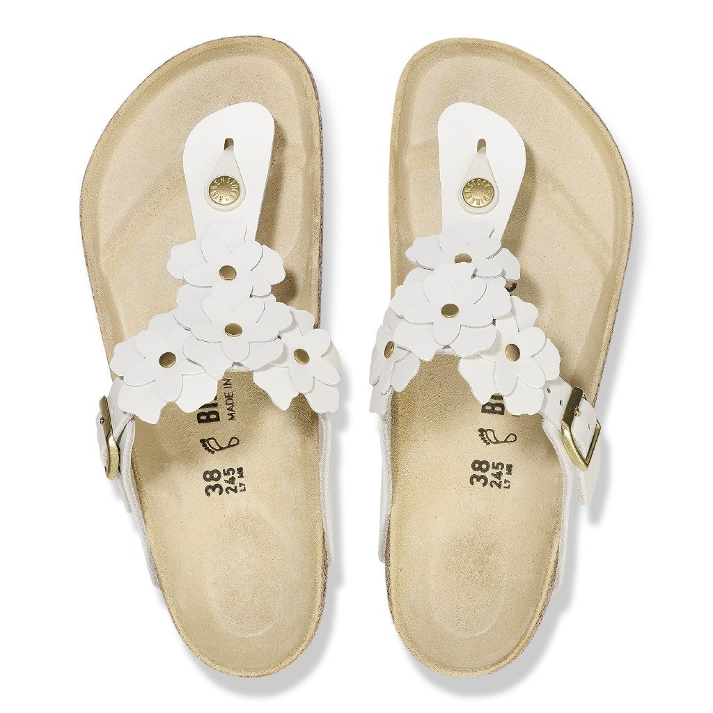 Gizeh Flowers white, Natural Leather