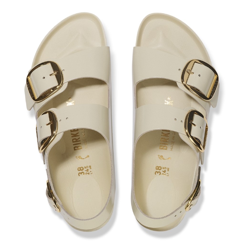 Milano Big Buckle shine ecru, Natural Lea