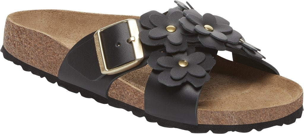 Siena Flowers black, Natural Leather