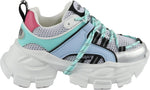 Saturn Lace-vegan nappa/mesh-silver/blue/pink