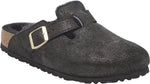 Boston Shearling shimmering black, Suede Leather