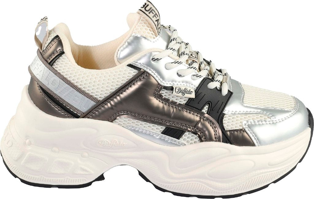 Yuno-vegan nappa/mesh-cream/silver/pewter