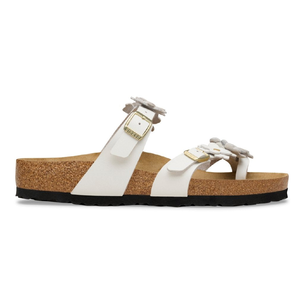 Mayari Flowers white, Natural Leather