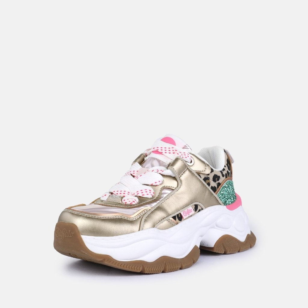 Jump One-vegan nappa/nylon-gold/pink multi