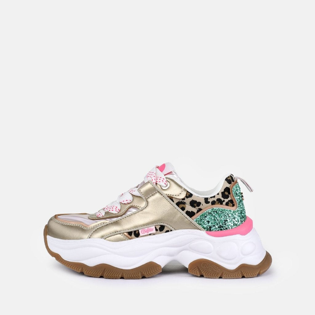 Jump One-vegan nappa/nylon-gold/pink multi