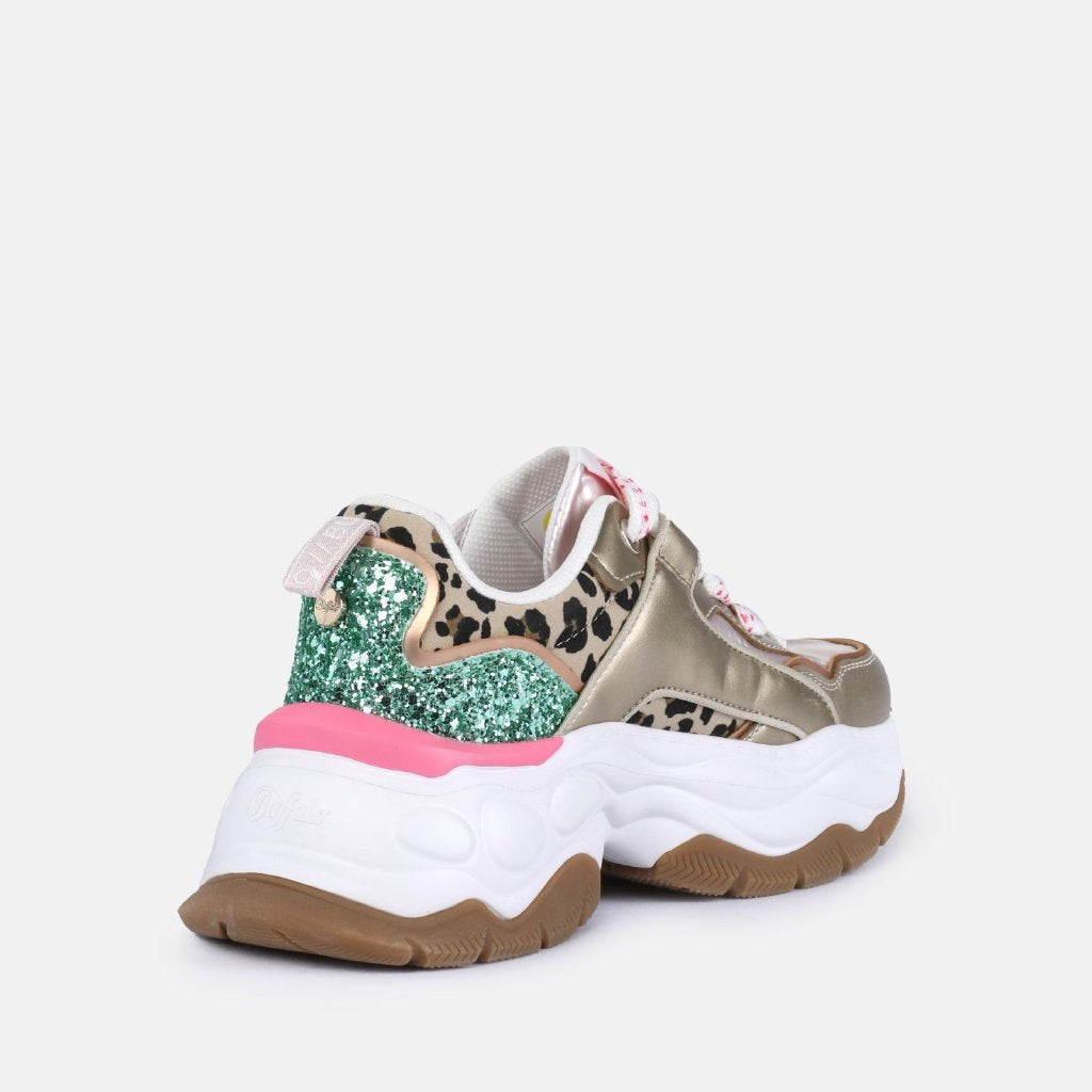 Jump One-vegan nappa/nylon-gold/pink multi