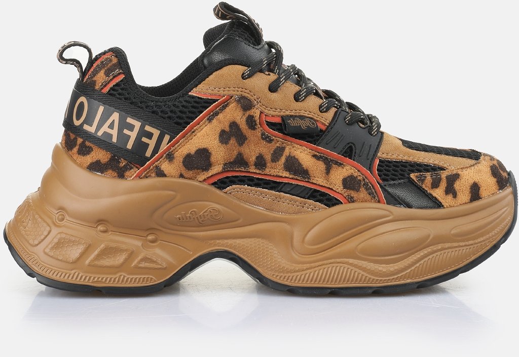 Yuno-vegan suede/mesh-beige/black/leo