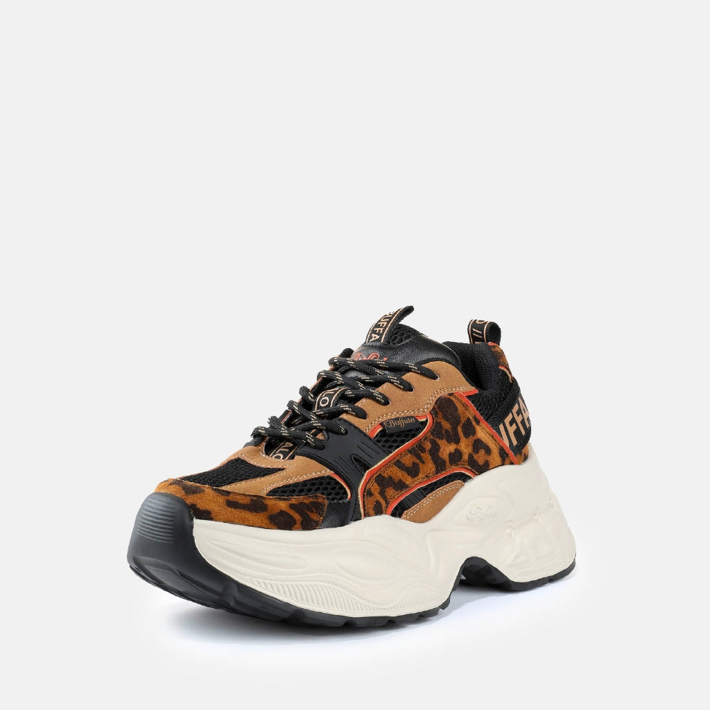 Yuno-vegan suede/mesh-beige/black/leo