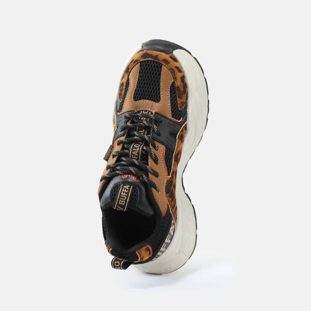 Yuno-vegan suede/mesh-beige/black/leo